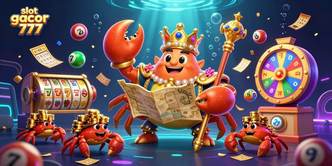 Spin thrilling slot gacor 777 reels with a golden crab emperor surrounded by vibrant casino elements.
