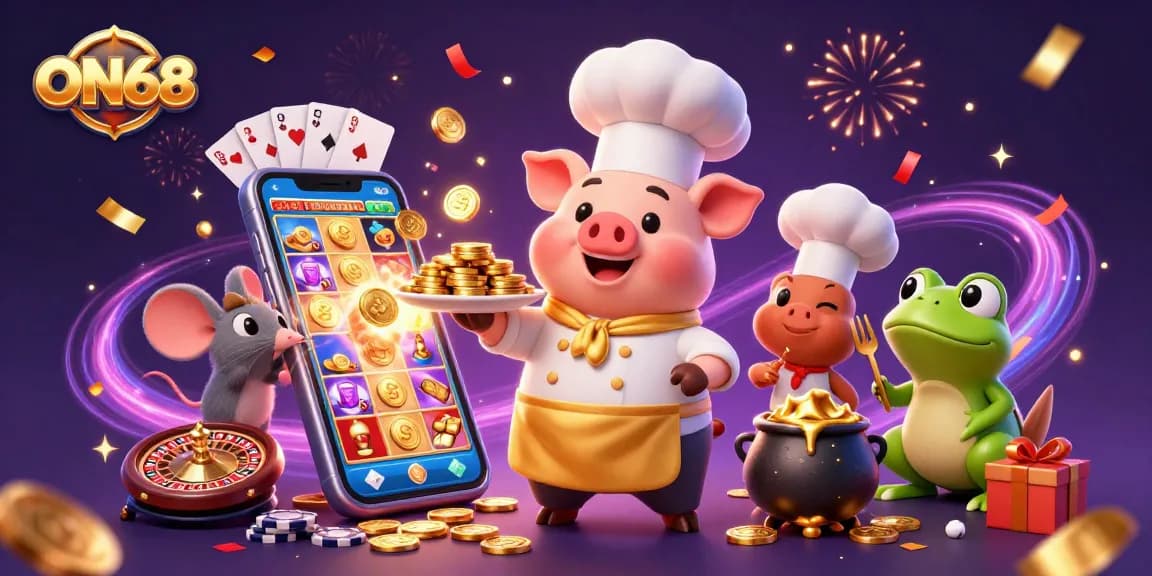 Experience thrilling slots and wins with ON68's vibrant gaming atmosphere!
