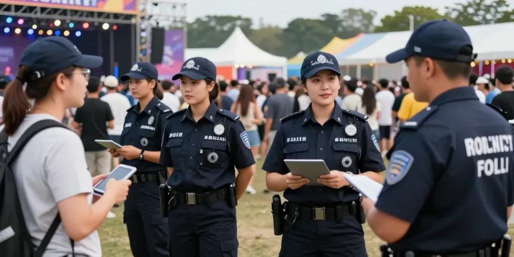 Trusted security services ensuring safety at a local festival in London.
