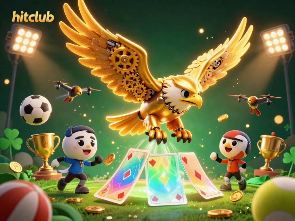 Engage in thrilling gameplay at hitclub with a vibrant 3D scene filled with holographic casino elements and dynamic characters.
