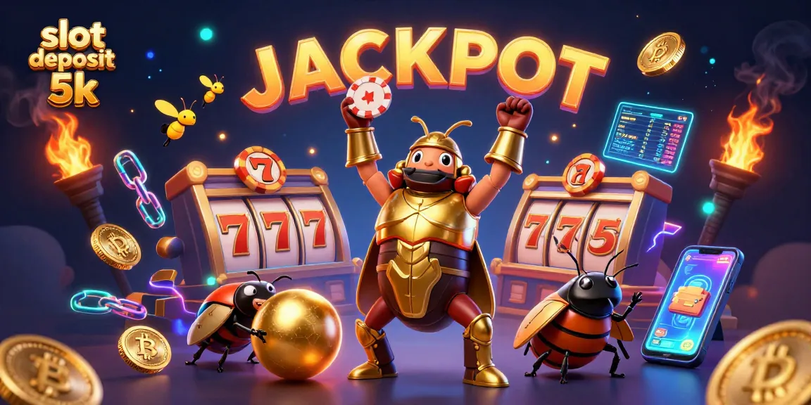 Experience big wins at slot deposit 5k with dynamic gameplay and vibrant casino elements in this 3D illustration.
