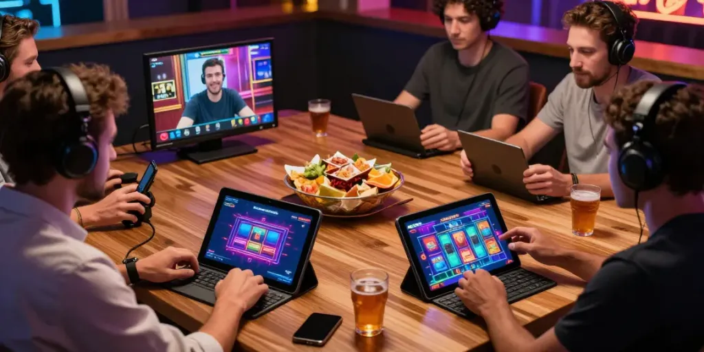 Exciting gaming scene at http://gem88-mobile.com with players engaging in casino games online.
