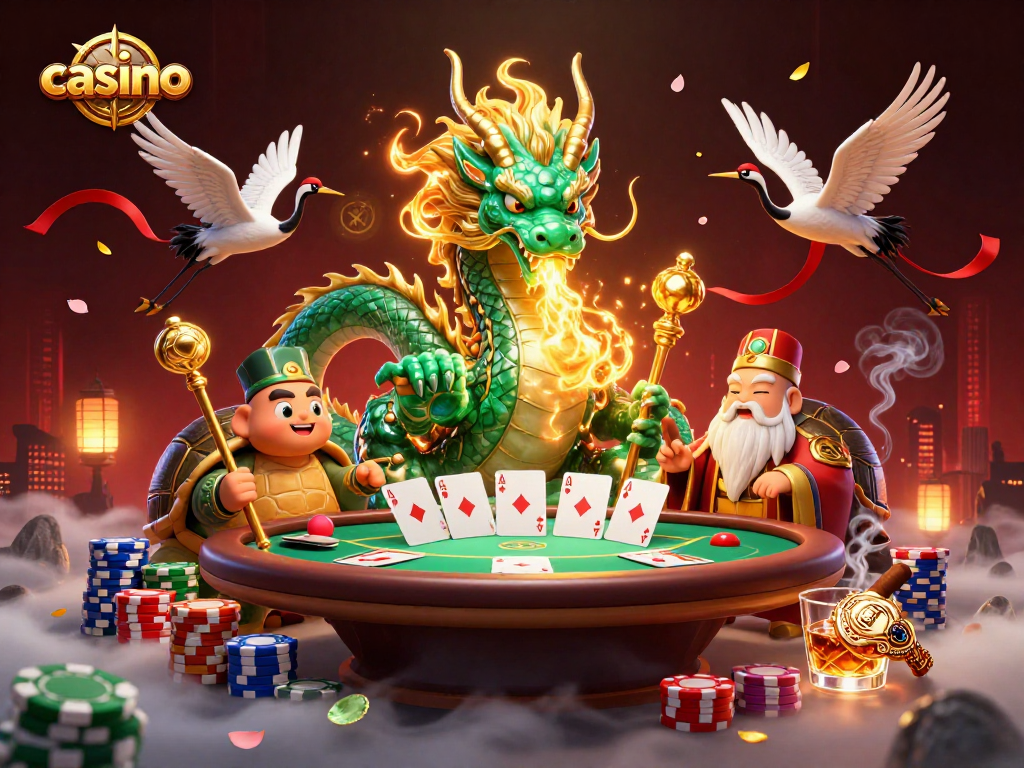 Experience thrilling casino action with vibrant characters and poker elements in a dynamic scene.