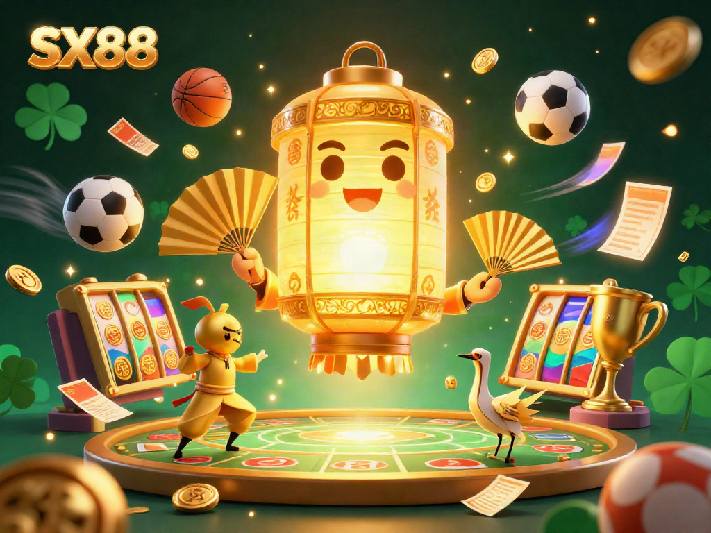 Experience the thrill of SX88 with a vibrant casino scene featuring golden spirits and dynamic gameplay elements.