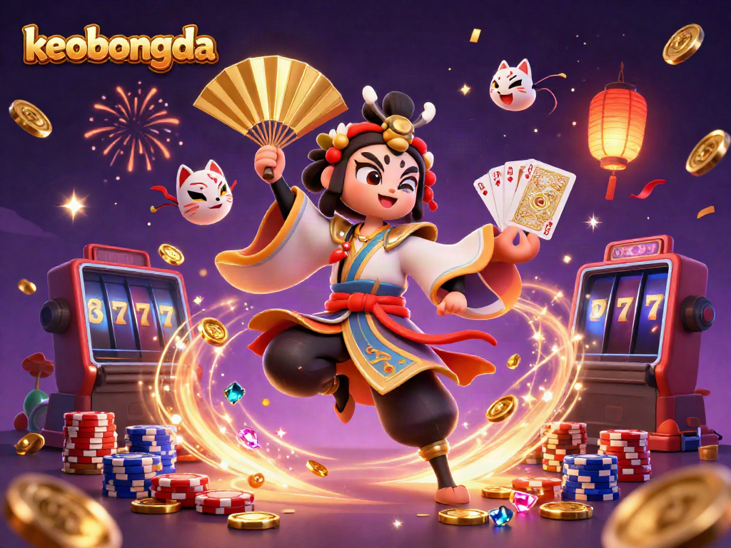 Spin for fun with keobongda's dynamic casino scene filled with vibrant characters and game elements.
