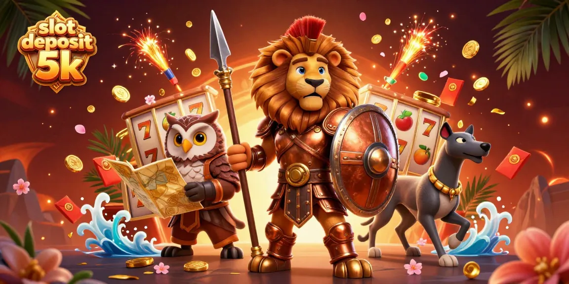 Spin the reels with excitement in this vibrant slot deposit 5k casino illustration!