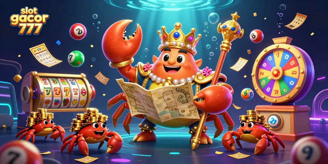 Spin thrilling slot gacor 777 reels with a golden crab emperor surrounded by vibrant casino elements.