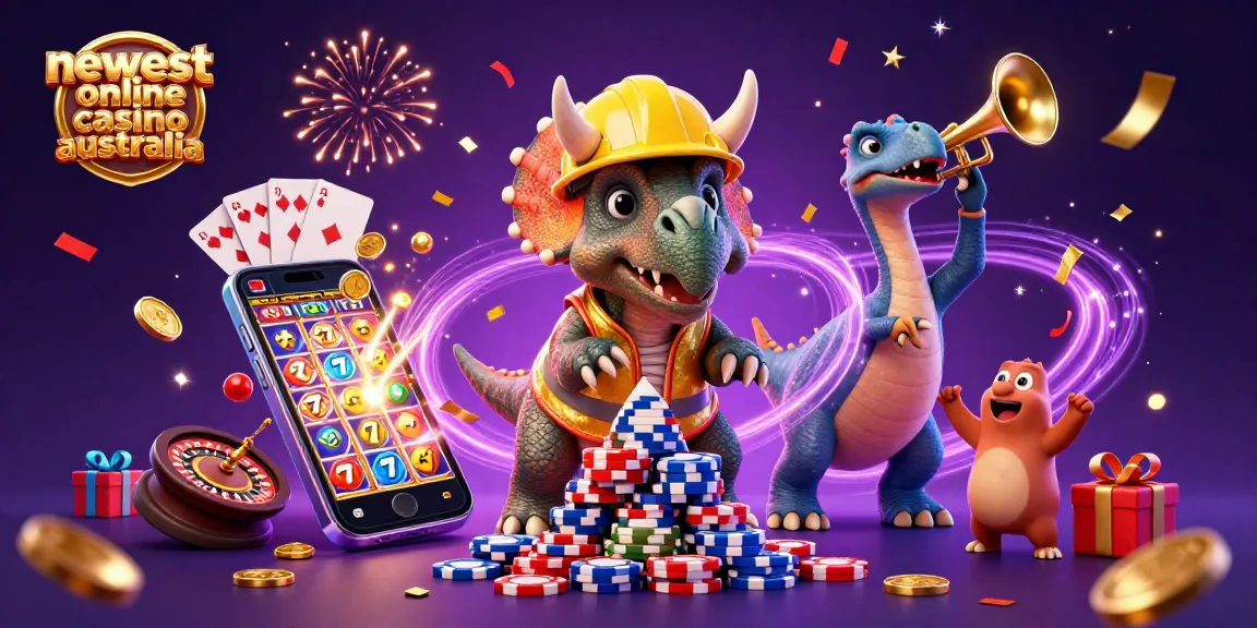Join the excitement at the newest online casino Australia, where a triceratops builds a poker chip pyramid!